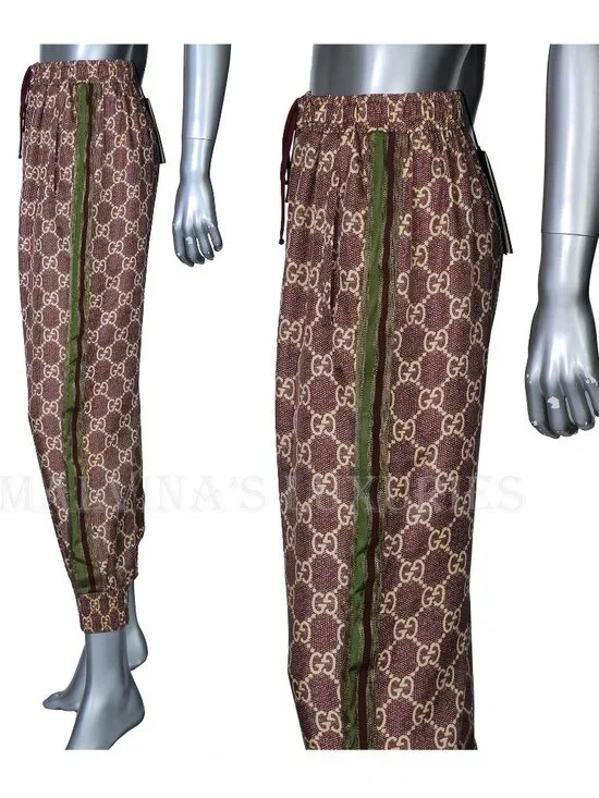 GUCCI PANTS GG SUPREME PRINT SILK LOUNGE TROUSERS - Picture 6 of 15